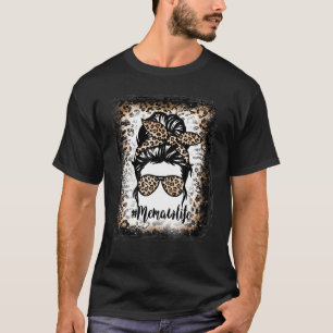 Bleichen Memaw Life Leopard Messy Bun Frauen Mutte T-Shirt