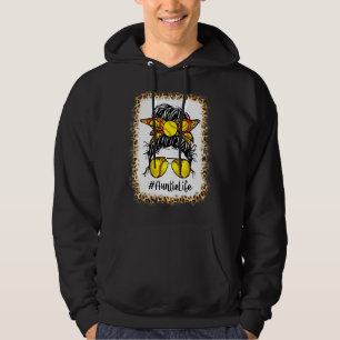 Bleichen Softball Auntie Life Messy Bun Game Day M Hoodie