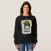 Bleichen Softball Nanny Life Leopard Messy Bun Mot Sweatshirt (Vorne ganz)
