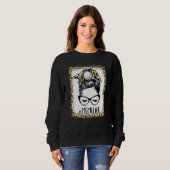 Bleichen Volleyball Meme Messy Bun Game Day Mutter Sweatshirt (Vorne ganz)
