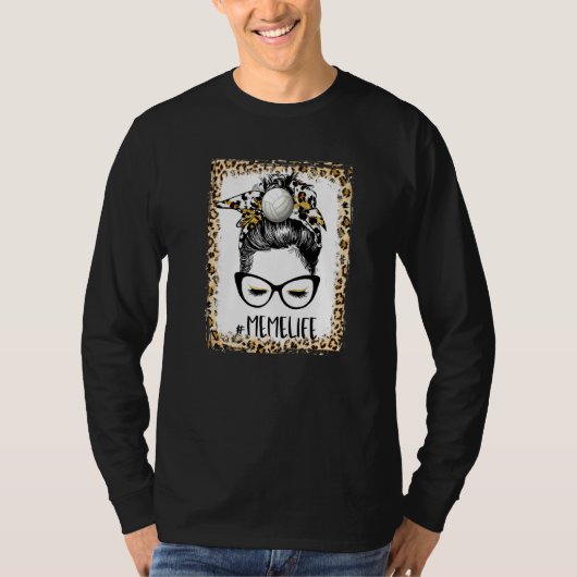 Bleichen Volleyball Meme Messy Bun Game Day Mutter T-Shirt (Vorderseite)
