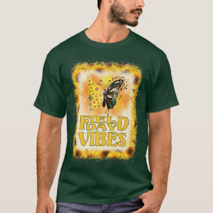 Bleichende Sonnenblumen-Schmetterlingslehrer-Feld T-Shirt