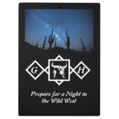 Bleichendes Schwarz-Silhouette-Monogramm-Foto Klemmbrett (Rückseite)