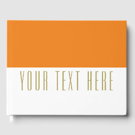 Bleicher orangefarbener Block auf weißem Text Gästebuch