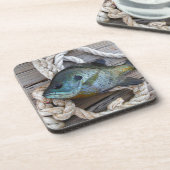 Bleichfische auf Dock und Seil Untersetzer (Linke Seite)