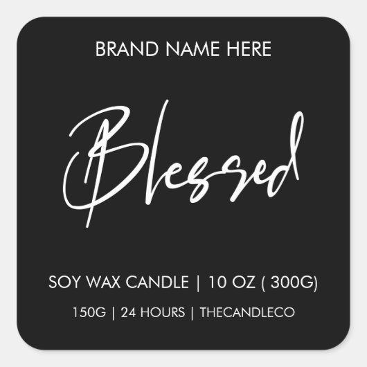 Bleichkerzensiegel | Benutzerdefiniert Schwarz und Quadratischer Aufkleber (Vorderseite)