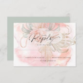 Bleichkorallenkarte Rose florale Reptilienkarte RSVP Karte (Vorne/Hinten)