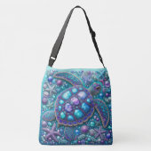 Bleichschildkröte Blau Lila Aquamarin Tragetaschen Mit Langen Trägern (Rückseite)