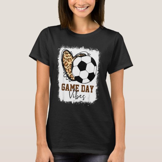Bleichte Fußballspieltag Vibes Leopard Soccer Mama T-Shirt (Vorderseite)