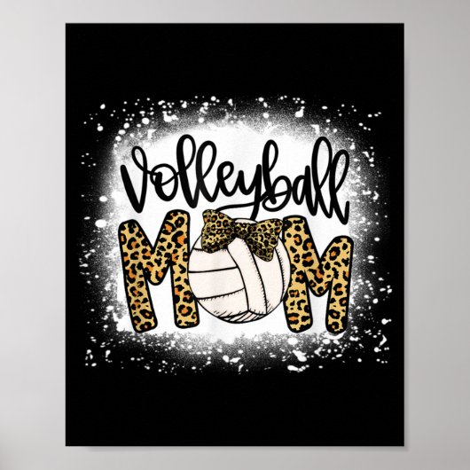 Bleichvolleyball Mama Leopard Fun Ball Mama Mothe Poster (Vorne)