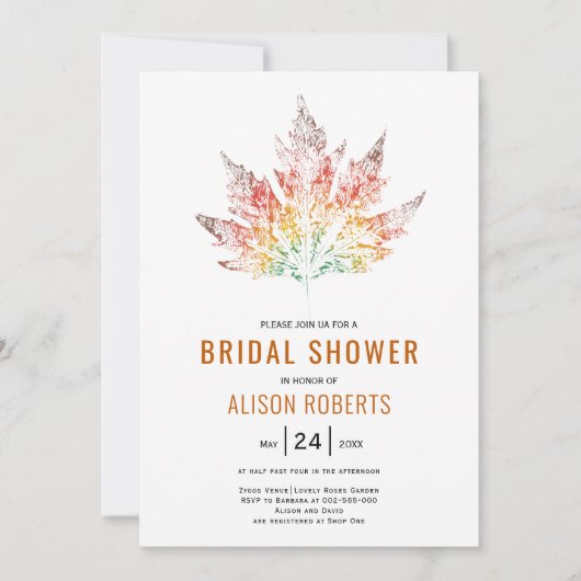 Bleidruckverbranntes orangefarbenes Brautparty der Einladung (Vorderseite)