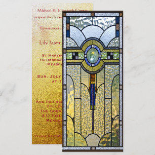 Bleiglas Art Deco Taufe Hochzeits-Einladung Einladung