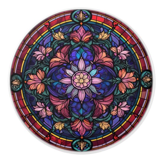 Bleiglas-Blumendesign Keramikknauf (Vorderseite)