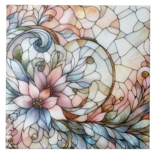 Bleiglas-Blumenmotiv Fliese (Vorderseite)