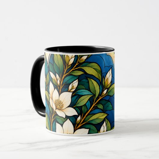 Bleiglas-Botanik-Blumenmuster Tasse (Vorderseite Links)