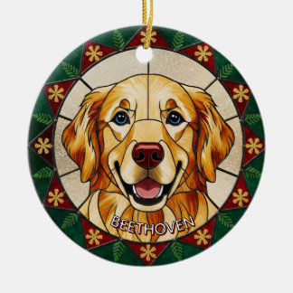 Bleiglas-Effekt HUNDES Name Weihnachten Keramik Ornament