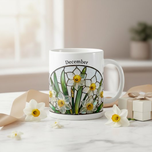 Bleiglas-Geburtsblume Dezember Narzisse   Kaffeetasse