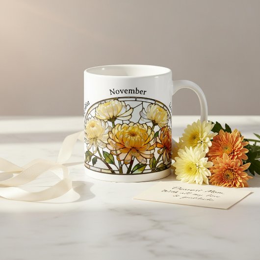 Bleiglas-Geburtsblume November Chrysantheme Kaffeetasse