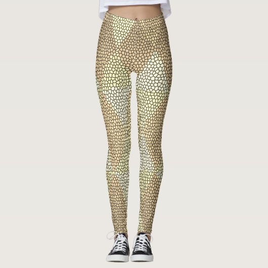 Bleiglas Gold Diamantmuster Leggings (Vorderseite)
