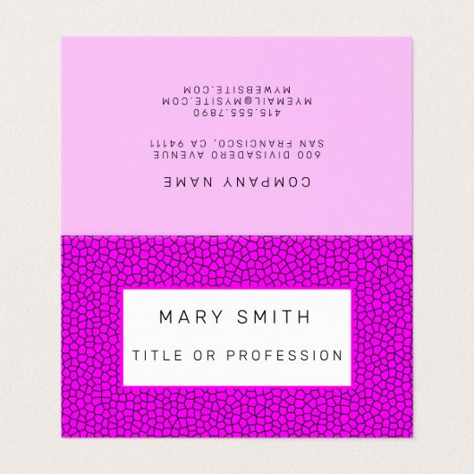 Bleiglas Pink Visitenkarten (Außenseite Aufgefaltet)