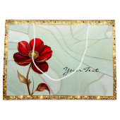 Bleiglas-Rot-Blumen-Geschenktasche Große Geschenktüte (Vorderseite)