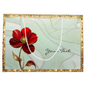 Bleiglas-Rot-Blumen-Geschenktasche Große Geschenktüte (Rückseite)