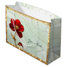Bleiglas-Rot-Blumen-Geschenktasche