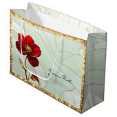 Bleiglas-Rot-Blumen-Geschenktasche Große Geschenktüte (Vorderseite Schrägansicht)