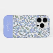 Bleiglas-Stil Blau Florale Personalisierte Name iPhone Hülle (Rückseite (Horizontal))