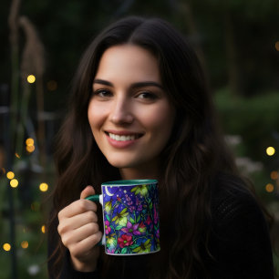 Bleiglas-Stil Blumen Biene Kaffee Tasse