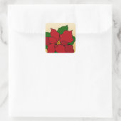 Bleiglas-Weihnachtsstern Quadratischer Aufkleber (Tasche)