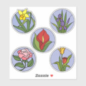 Bleiglasblumen Aufkleber (Blatt)