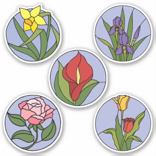 Bleiglasblumen Aufkleber (Vorderseite)