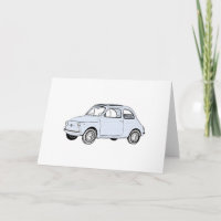 Bleistift-Art-Wiedergabe-Gruß Baby-Blau-Fiats 500