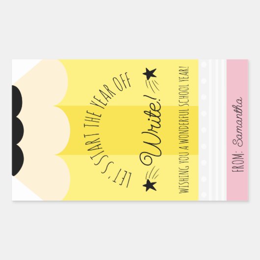 Bleistift: Beginnen wir das Jahr, in dem wir Gesch Rechteckiger Aufkleber (Vorderseite)