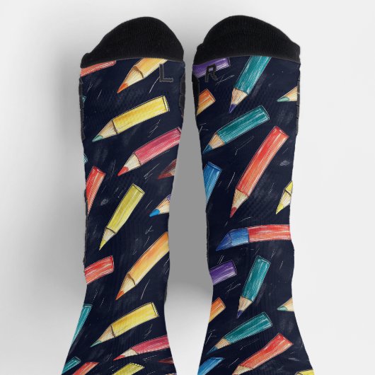 Bleistift Chalk Zeichnend Musterlehrer Socken (Oben)