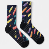 Bleistift Chalk Zeichnend Musterlehrer Socken (Rechts)