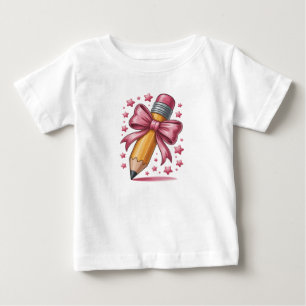 Bleistift-Coquette-Bogen-Lehrerdank-Schule Baby T-shirt