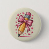 Bleistift-Coquette-Schleife-Lehrerdank-Schule Button (Vorderseite)
