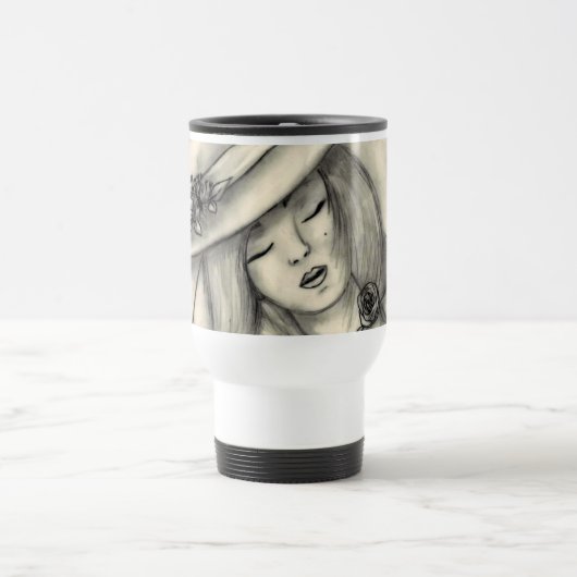 Bleistift, der Schlafenmädchenschale zeichnet Reisebecher (Mittel)