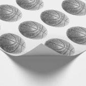 Bleistift-Effekt Basketball Geschenkpapier (Ecke)