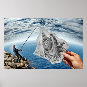 Bleistift gegen Kamera - Haifisch Poster