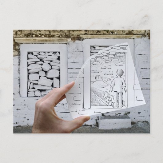 Bleistift gegen Kamera - Kinderträumen Postkarte (Vorderseite)