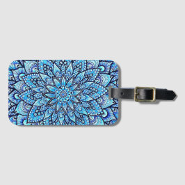 Bleistift Handgezeichnetes Mandala-Design in Blau Gepäckanhänger