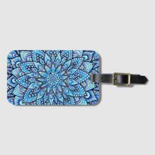 Bleistift Handgezeichnetes Mandala-Design in Blau Gepäckanhänger