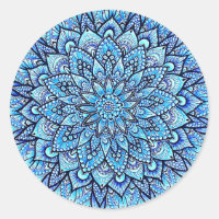 Bleistift Handgezeichnetes Mandala-Design in Blau