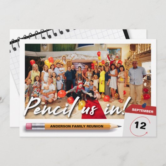 Bleistift in einzigartigem Wiedersehen-Foto Save The Date (Vorne/Hinten)