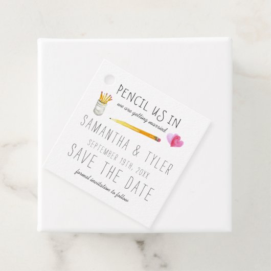 Bleistift in | Hochzeit Speichern Sie das Datum Vo Geschenkanhänger (Beispiel)