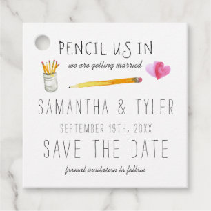 Bleistift in   Hochzeit Speichern Sie das Datum Vo Geschenkanhänger