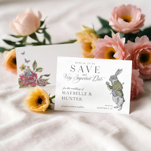 Bleistift in Kaninchen Vintager Alice im Wunderlan Save The Date